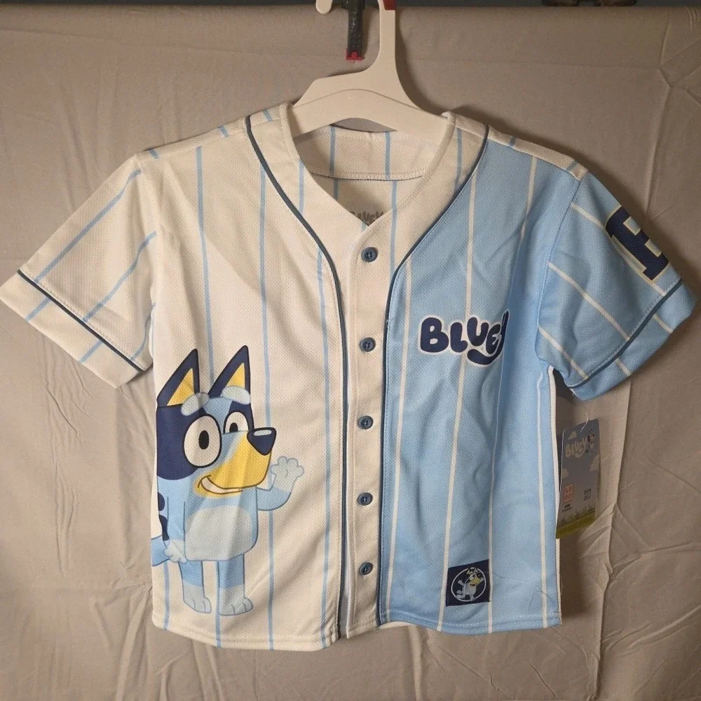 Boys' Bluey Baseball Jersey - size small kids jersey NWT button up